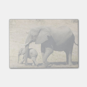 Baby-Elefant und Mutter Post-it Klebezettel