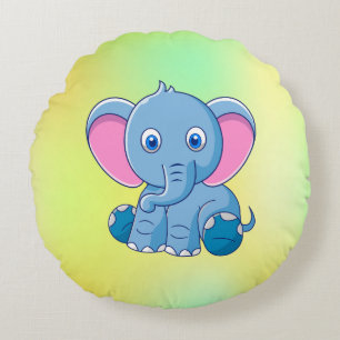 Baby-Elefanten-Cartoon-ClipArt-64832 Rundes Kissen