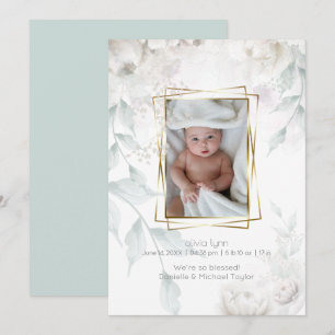 Baby   Elegant Alabaster White Peonies Einladung