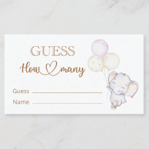 Baby Elegant Baby Shower schätzt wie viele Begleitkarte
