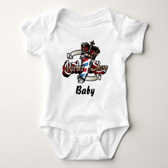 Baby Elegant Barber Pole and Crown Strampler (Vorderseite)