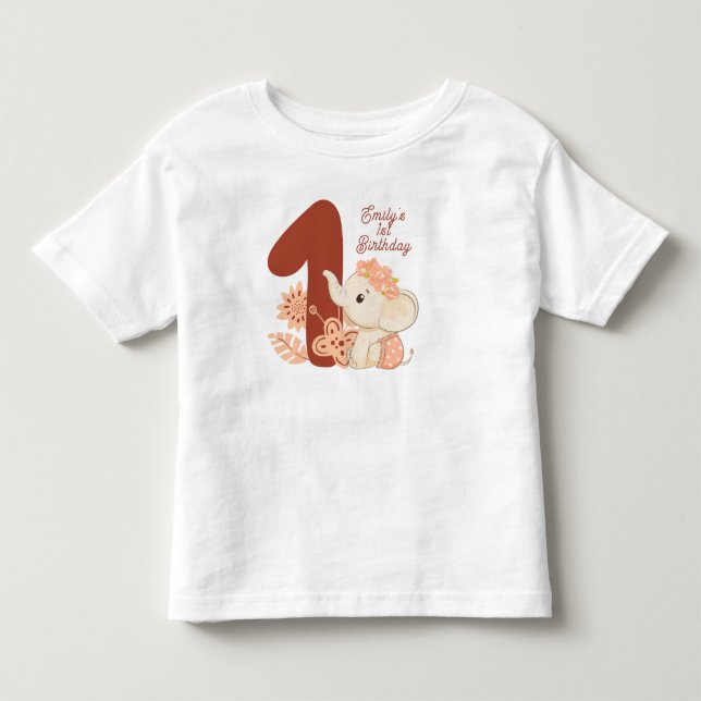 Baby Elephant 1. Geburtstag Kleinkind T-shirt (Vorderseite)