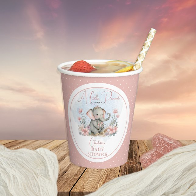 Baby Elephant A Little Peanut Girl Floral Shower Pappbecher (Von Creator hochgeladen)