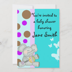 Baby Elephant and Butterflies Dusche Einladung