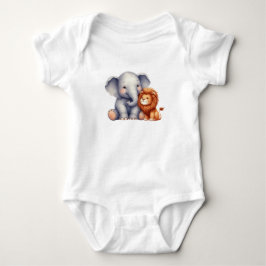 Baby Elephant and Lion Baby Bodysuit Baby Strampler