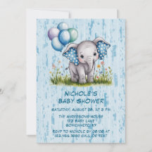 Baby Elephant and Wildblume Boy Baby Shower