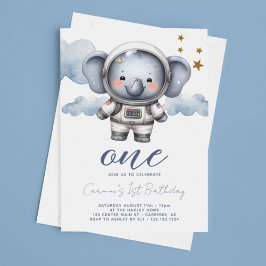 Baby Elephant Astronaut 1. Geburtstag Einladung