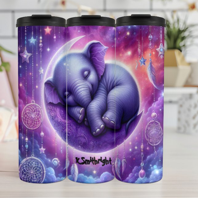 Baby Elephant auf dem Crescent Moon schlafen Thermosbecher (Von Creator hochgeladen)