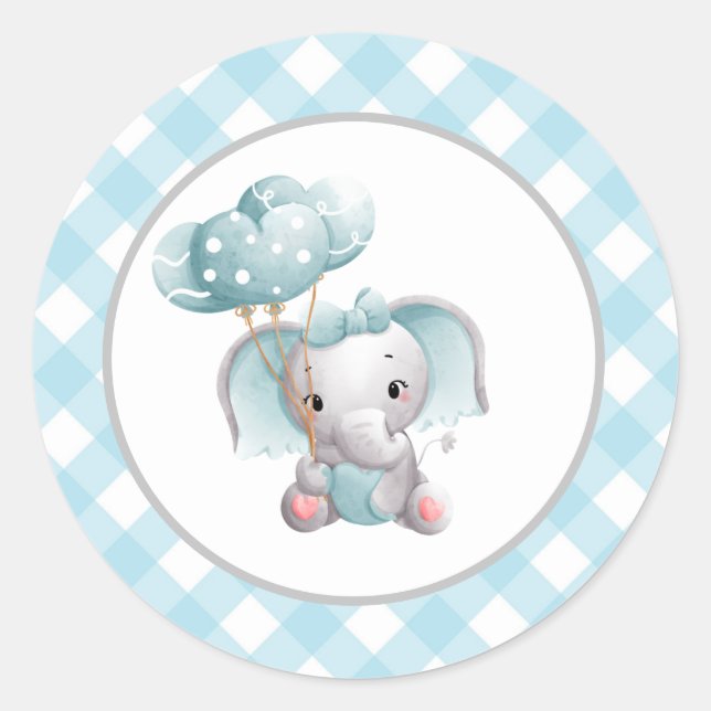 Baby-Elephant-Aufkleber, Babydusche, Geburtstag Runder Aufkleber (Vorderseite)