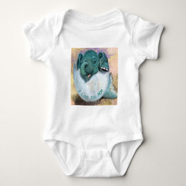 Baby Elephant Baby Bodysuit - ich Liebe Mama Baby Strampler (Vorderseite)