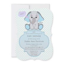 Baby Elephant Baby Boy Invitation Baby shower