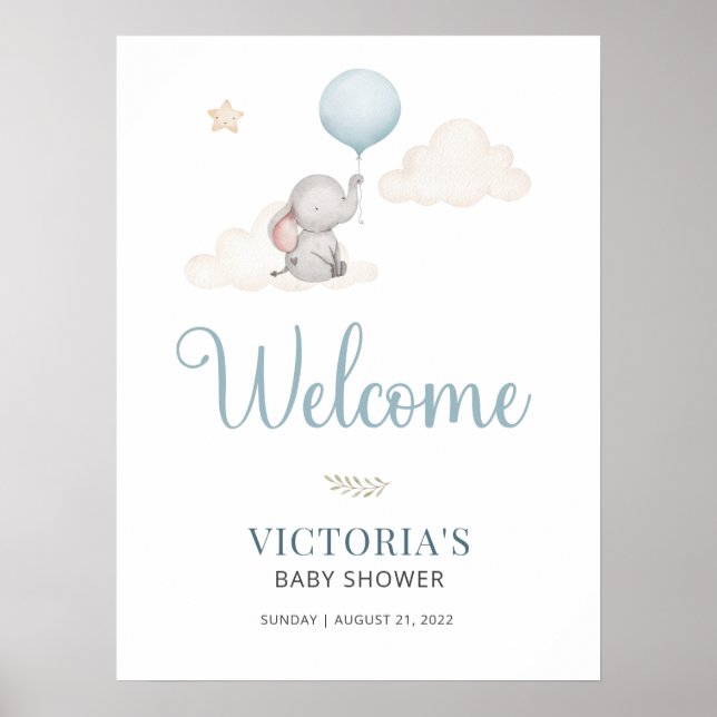 Baby Elephant Baby Dusche Begrüßungszeichen Poster (Vorne)