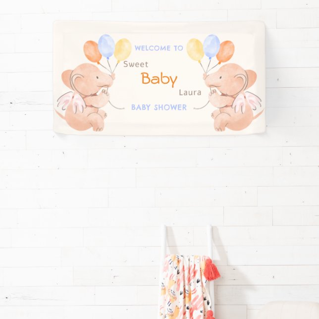 Baby Elephant Baby Shower Banner (InSitu)