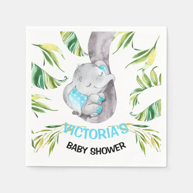 Baby Elephant Baby Shower Birthday Boy Serviette (Vorderseite)