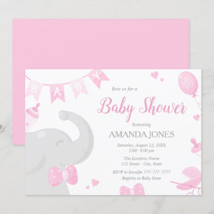 Baby Elephant Baby Shower Girl Einladungen
