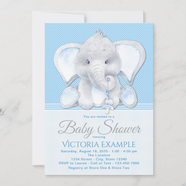 Baby Elephant Baby Shower Invitations (Devant)