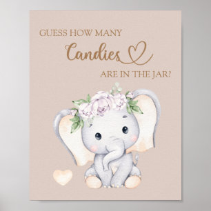 Baby Elephant Baby Shower schätzt wie viele Poster