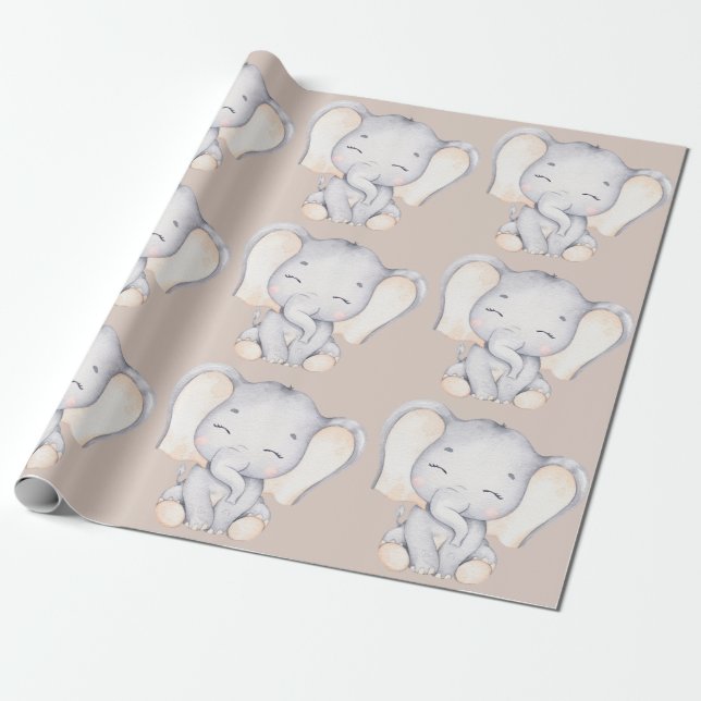 Baby Elephant Baby Showpapier Geschenkpapier (Ungerollt)
