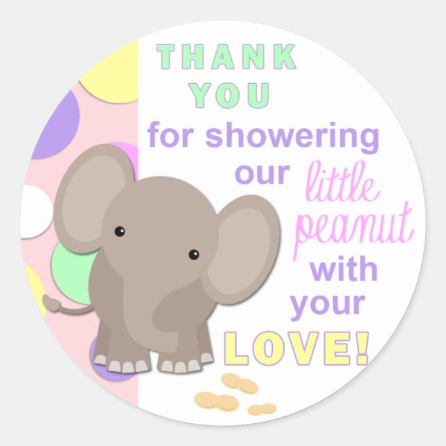 Baby Elephant Babydusche Aufkleber Pink (Vorderseite)