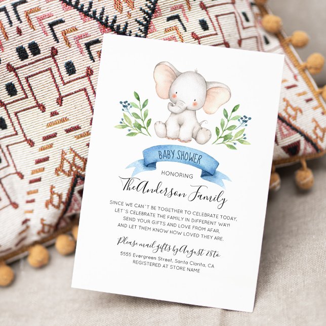 Baby Elephant Babydusche per Mail lange Entfernung Einladung (Von Creator hochgeladen)