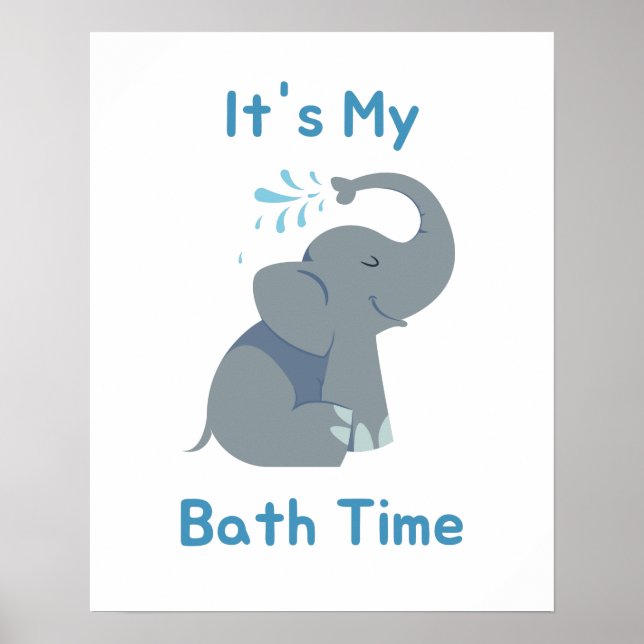 Baby Elephant Bath Time Poster (Vorne)