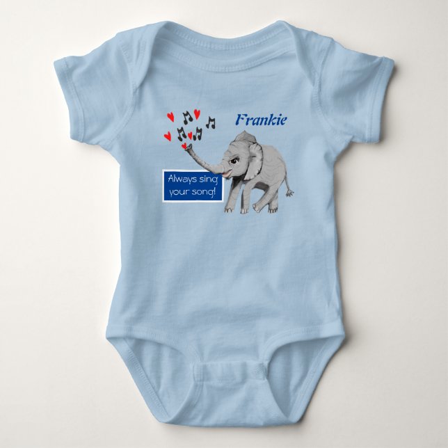 Baby Elephant Big Dream Baby Bodysuit Strampler (Vorderseite)