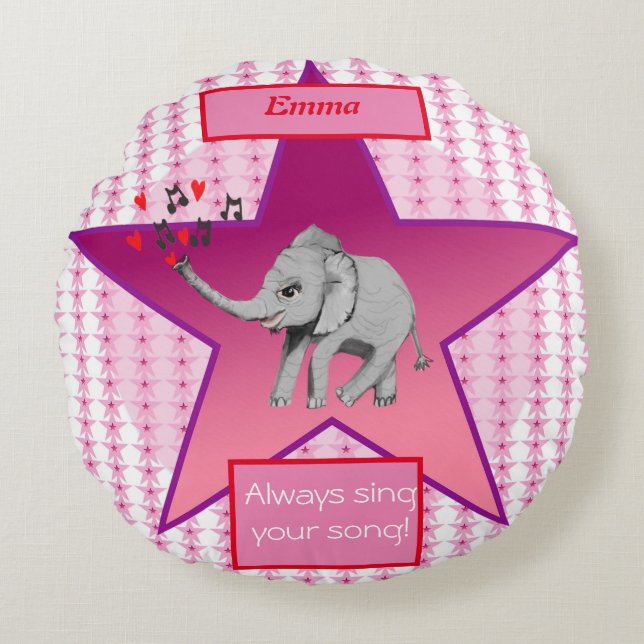 Baby Elephant Big Dream Baby Rundes Kissen (Vorderseite)