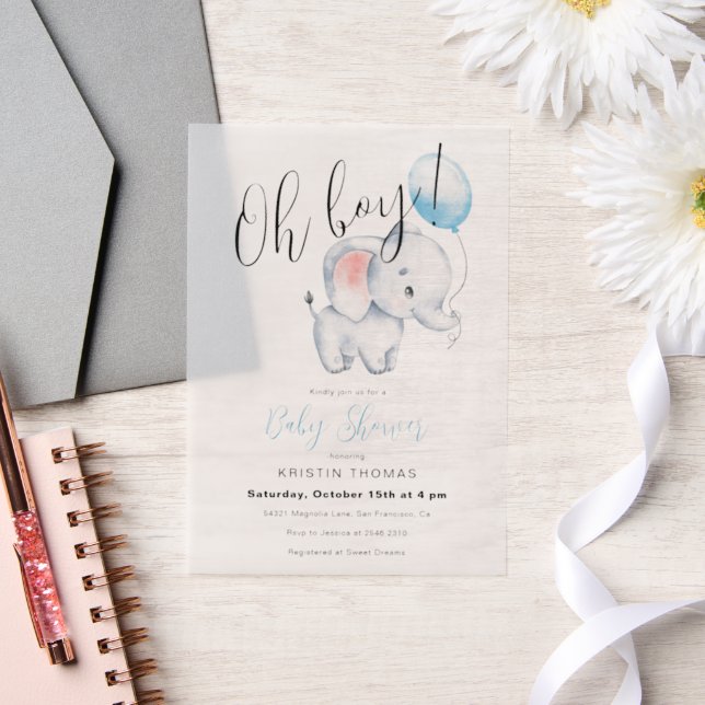 Baby Elephant & Blue Balloon Baby Dusche (Hochzeit)