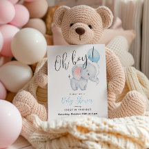 Baby Elephant & Blue Balloon Baby Dusche