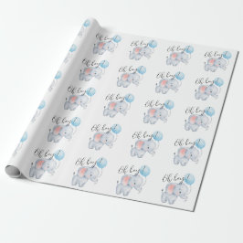 Baby Elephant & Blue Balloon Baby Dusche Geschenkpapier