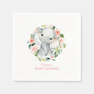 Baby Elephant Blush Pink Floral Baby Dusche Serviette