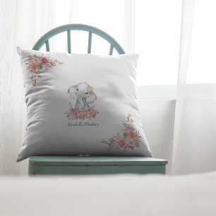 Baby Elephant Boho Chic Watercolor Kissen