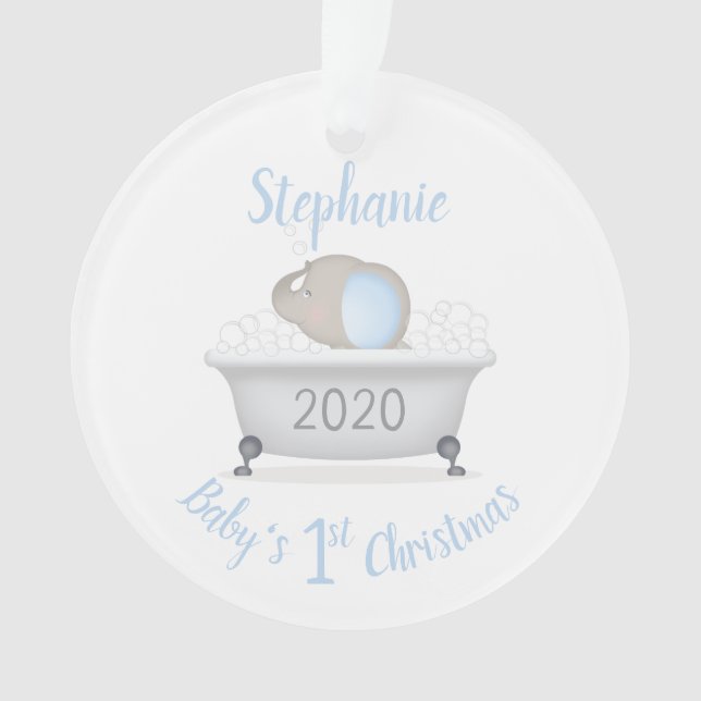 Baby Elephant Bubble Bath Boy Baby Dusche Ornament (Vorderseite)