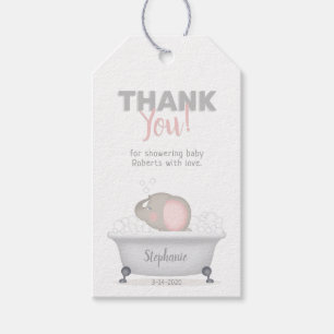 Baby Elephant Bubble Bath Girl Babydusche Geschenkanhänger