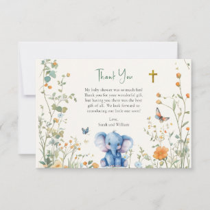 Baby Elephant & Butterfliegen Orthodoxe Babydusche Dankeskarte