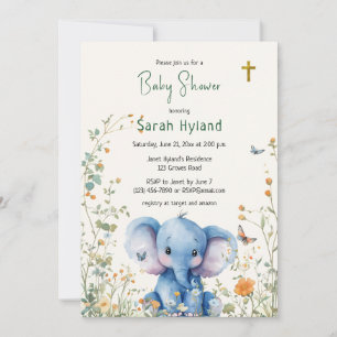 Baby Elephant & Butterfliegen Orthodoxe Babydusche Einladung