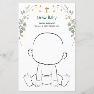 Baby Elephant & Butterflies Zeichn Baby Shower Gam