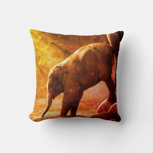 Baby Elephant by Water Pillow Kissen (Vorderseite)