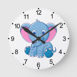 Baby Elephant Cartoon Clipart-64832 Runde Wanduhr