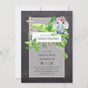 Baby Elephant CHRISTENING Einladung für Mädchenjun