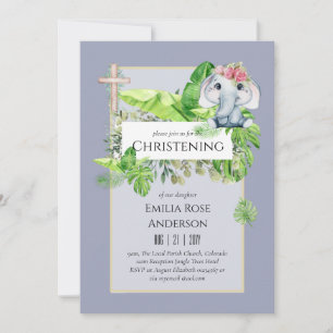 Baby Elephant CHRISTENING Invitation pour les fill