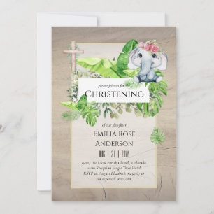 Baby Elephant CHRISTENING Invitation pour les fill