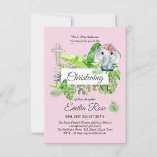 Baby Elephant CHRISTENING Invitation pour les fill