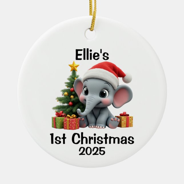 Baby Elephant Christmas Keramik Ornament (Vorne)