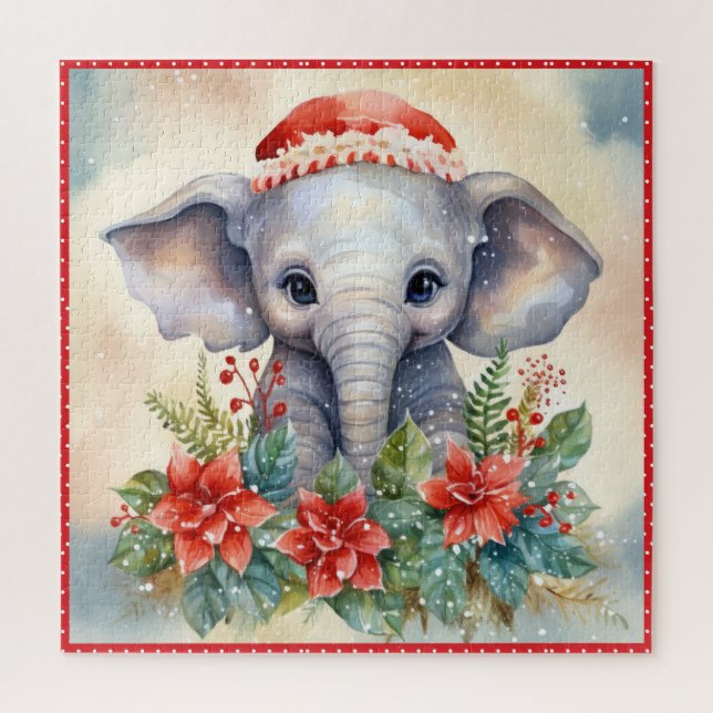 Baby Elephant Christmas Large Square (Vertikal)