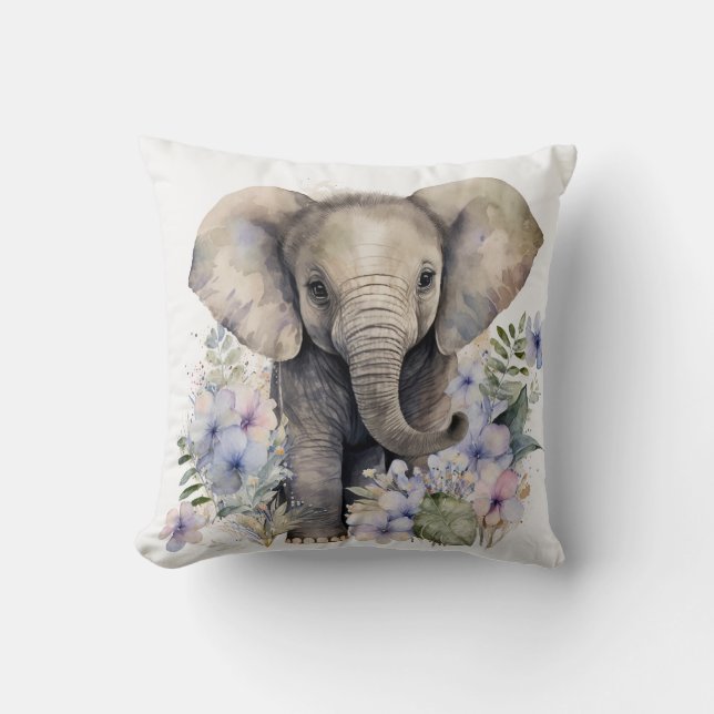 Baby Elephant Custom Throw Kissen (Vorderseite)