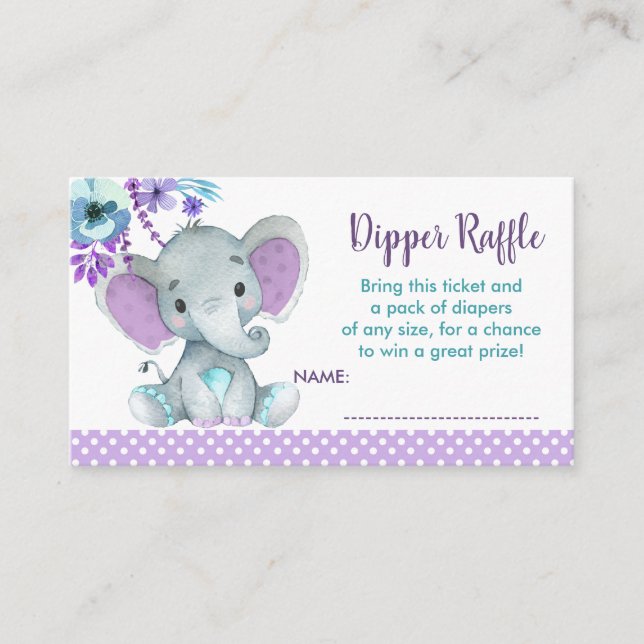 Baby Elephant-Dillierungsticket Gender Reveal Begleitkarte (Vorderseite)