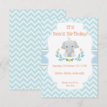 Baby Elephant Einladung zum Geburtstag