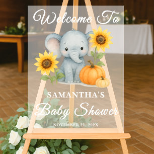 Baby Elephant Fall Baby Dusche Willkommen Mattiert Acrylschild