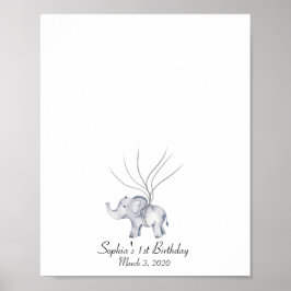 Baby Elephant Fingerprint Gäestbook Poster